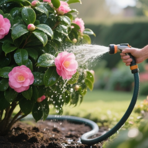 Watering mature camellia - camellia maintenance