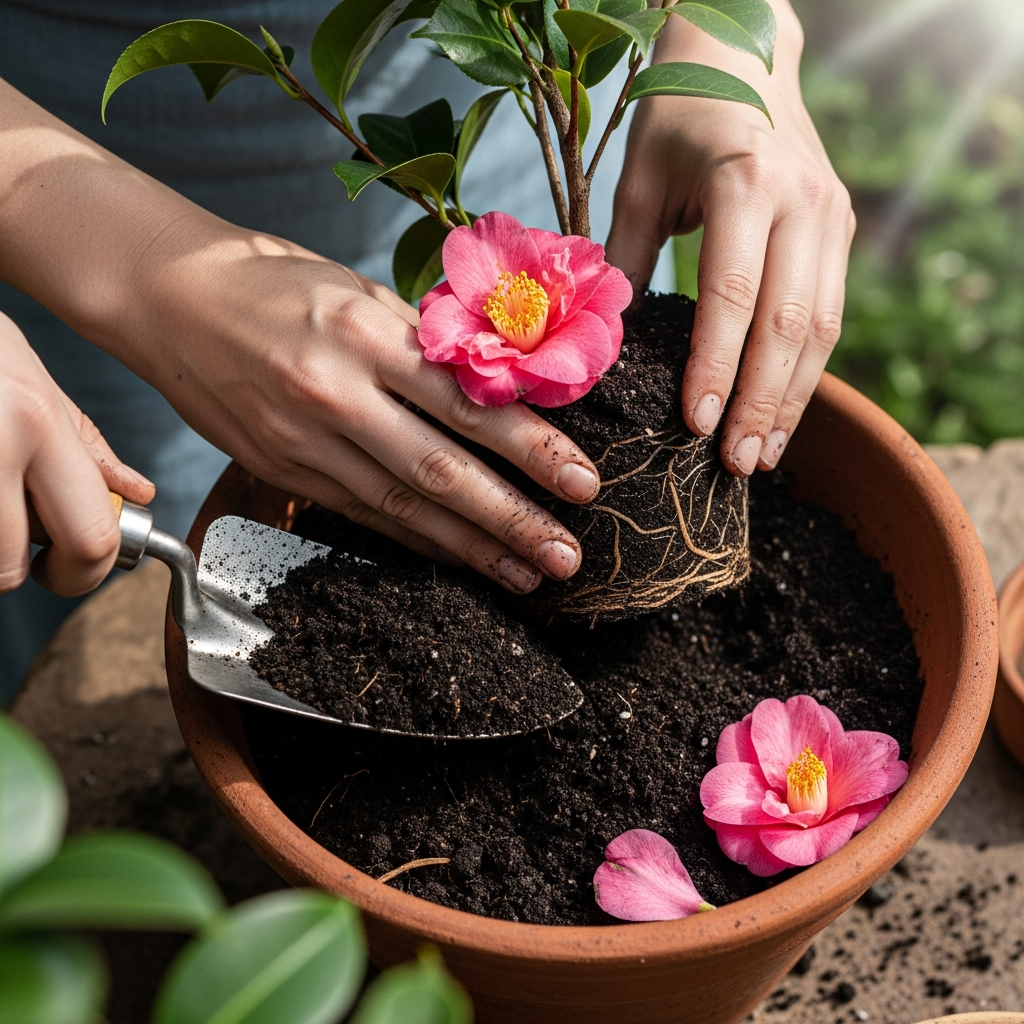 Repotting camellia in container - camellia soil conditions
