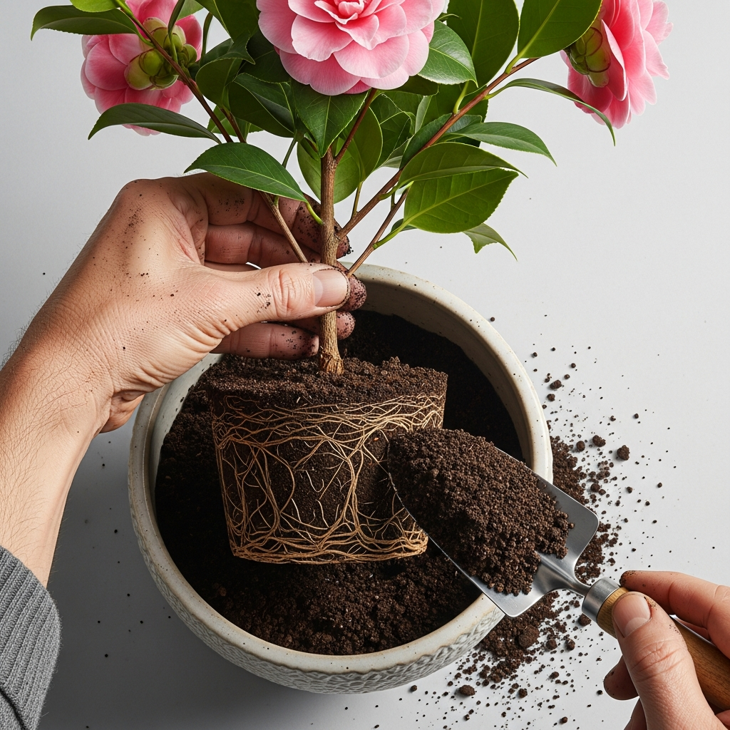 Repotting camellias - camellia soil conditions