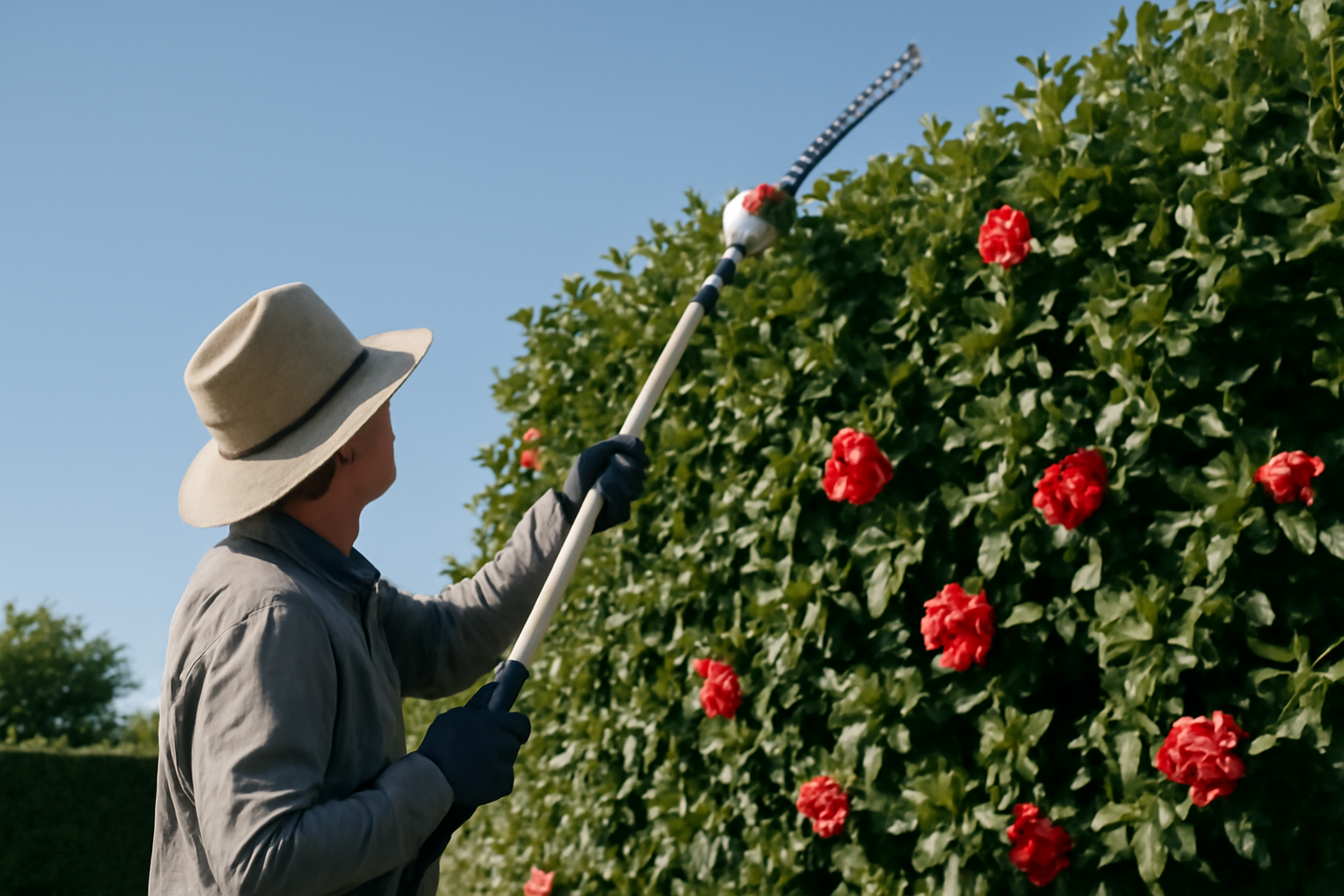 I Tested a Long-Reach Hedge Trimmer on My Tall Camellia Hedge